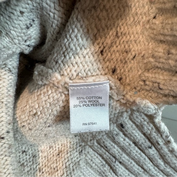 J. Jill Long Sleeve Mock Neck Textured Marled Oatmeal Sweater Size L Cotton Wool - Picture 13 of 13
